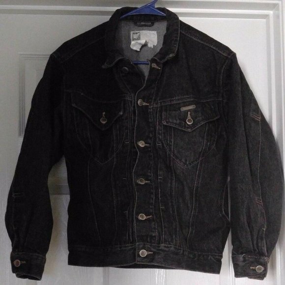VTG PUMA‎ MEN'S BUTTON UP BLACK DENIM JEAN JACKET M - Picture 1 of 8
